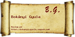 Bokányi Gyula névjegykártya